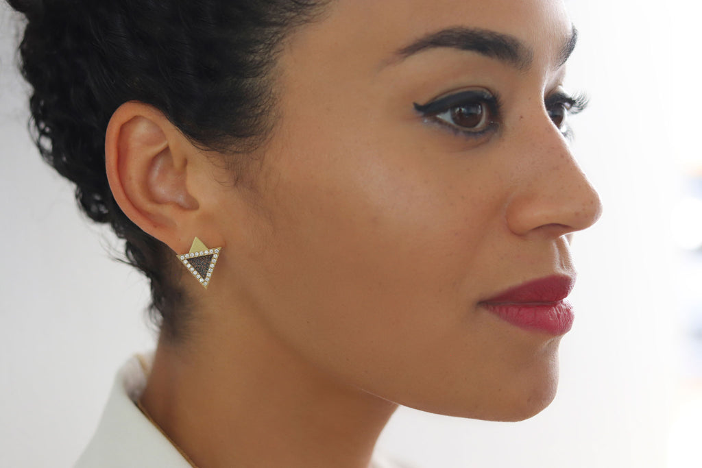 Diamond pyramid earrings Clearance